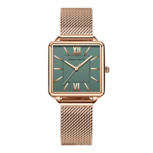 Hannah Martin 1082 Women Watches Quartz Watch Square Rose Gold Fashion Wristwatches Steel Mesh montre femme Hot Sale